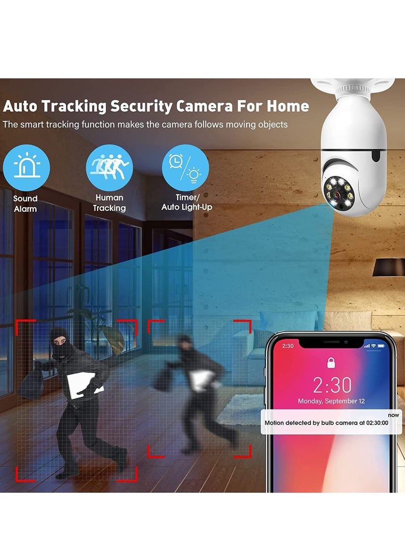 ELTRAZONE - Light Bulb Security Camera, E27 Wireless WiFi Outdoor Security Camera, 1080P 2.4GHz WiFi Smart Home Surveillance Cam 355 Degree with Two-Way Audio, Night Vision, Motion Detection, Work with Alexa - Image 1