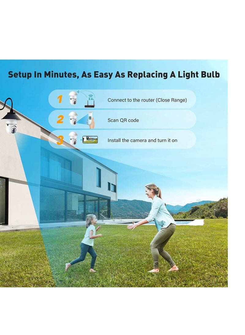 ELTRAZONE - Light Bulb Security Camera, E27 Wireless WiFi Outdoor Security Camera, 1080P 2.4GHz WiFi Smart Home Surveillance Cam 355 Degree with Two-Way Audio, Night Vision, Motion Detection, Work with Alexa - Image 1