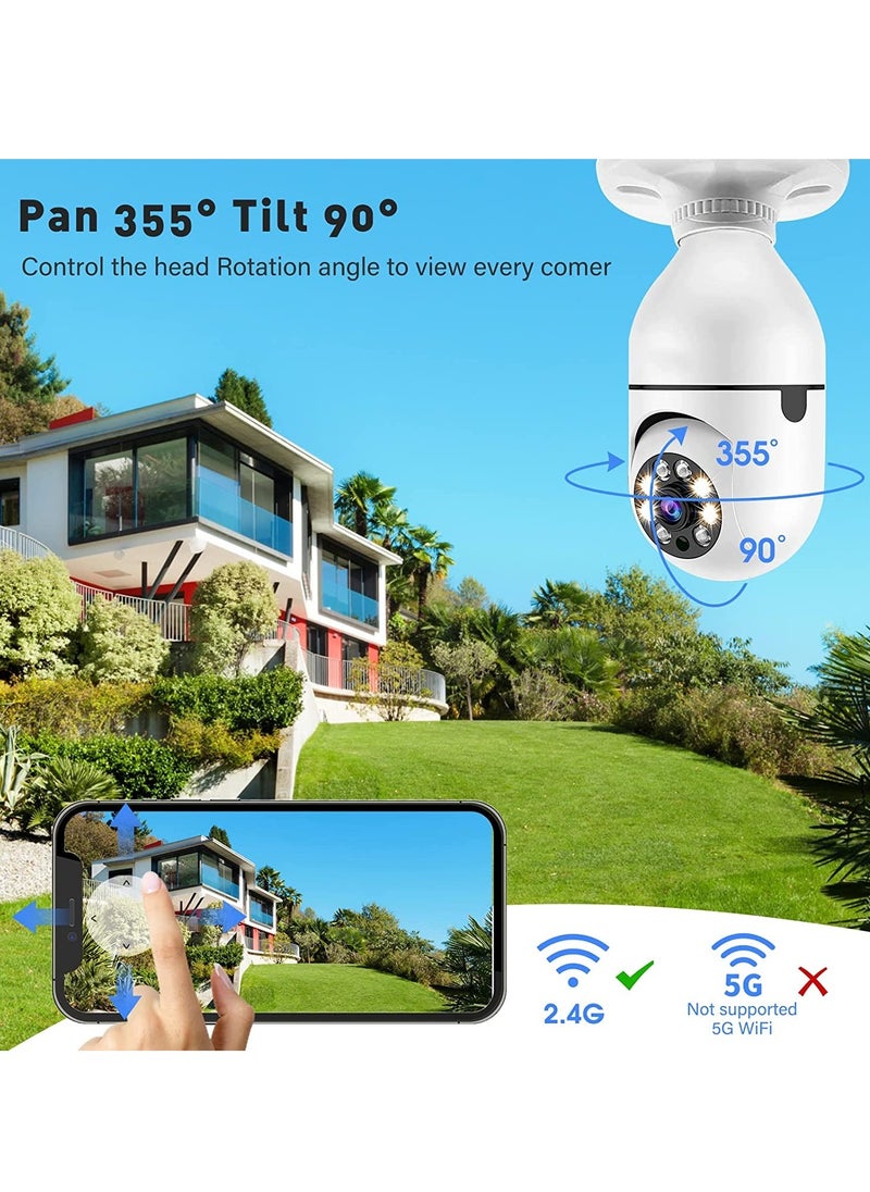ELTRAZONE - Light Bulb Security Camera, E27 Wireless WiFi Outdoor Security Camera, 1080P 2.4GHz WiFi Smart Home Surveillance Cam 355 Degree with Two-Way Audio, Night Vision, Motion Detection, Work with Alexa - Image 1