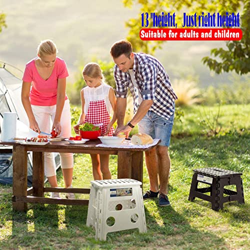 Acko كرسي خطوة قابل للطي من ACKO - ارتفاع 13 بوصة، كرسي قدم قوي قابل للطي للأطفال والبالغين، كرسي خطوة للمطبخ والحديقة والحمام باللون الأبيض - Image 2