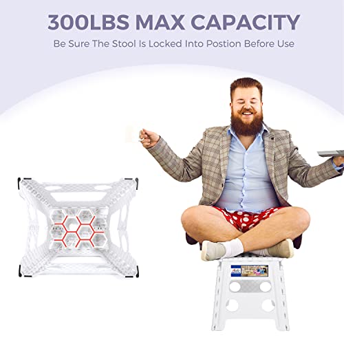 Acko كرسي خطوة قابل للطي من ACKO - ارتفاع 13 بوصة، كرسي قدم قوي قابل للطي للأطفال والبالغين، كرسي خطوة للمطبخ والحديقة والحمام باللون الأبيض - Image 4