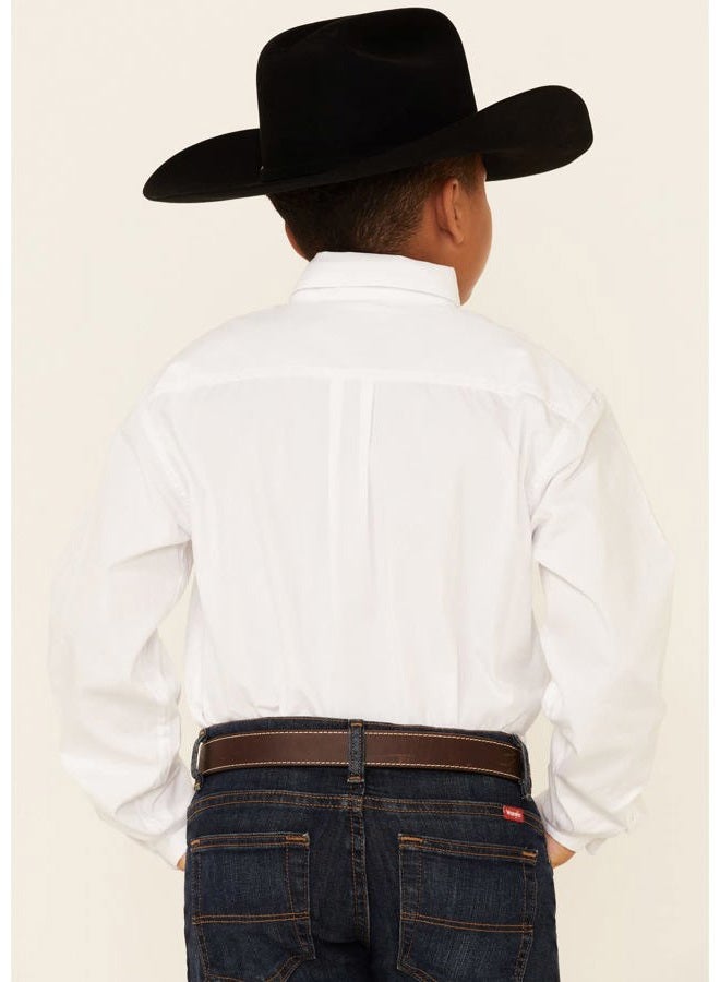 Cinch Apparel Boys Solid White Button Down Shirt, White, X-Small - Image 4