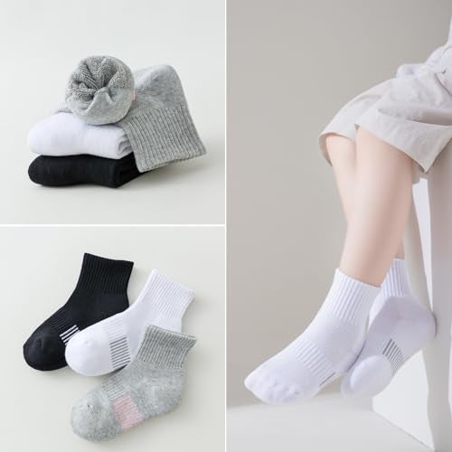 EPEIUS Kids Girls' Cushioned Quarter Socks Thick Cotton Running Socks Ankle Athletic Socks Short Sports Socks 11-15 Years White 6 Pack L - Image 5