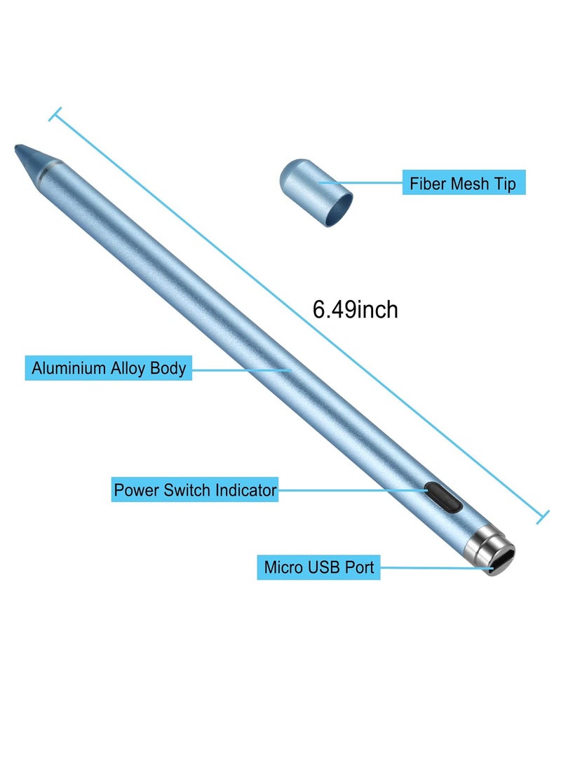 DUSALA Active Stylus Pen for Touch Screens 1.5mm Fine Point Rechargeable Digital Pencil Capacitive Pen Fine Point Stylus Pen Pencil Compatible with iPhone iPad and Other Tablets Blue - Image 3
