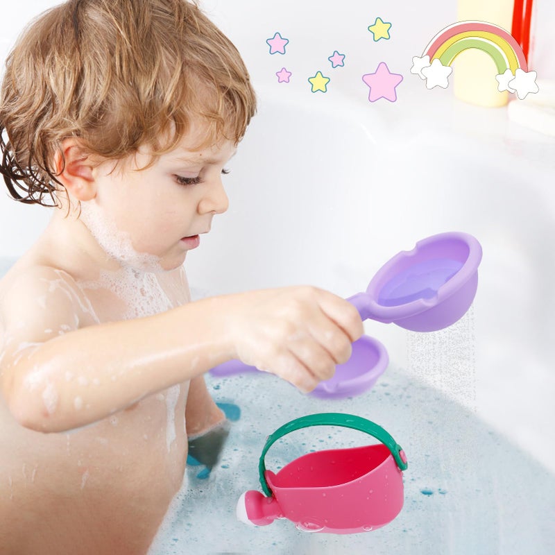 Biubee Bath Toys for Toddlers Age 1-3 - Small Baby Bath Tub Swimming Pool Water Table Toys, Soft Mold Free Water Toys Fun Tactile Training Newborn Gifts, Pink, 3Pack - Image 2