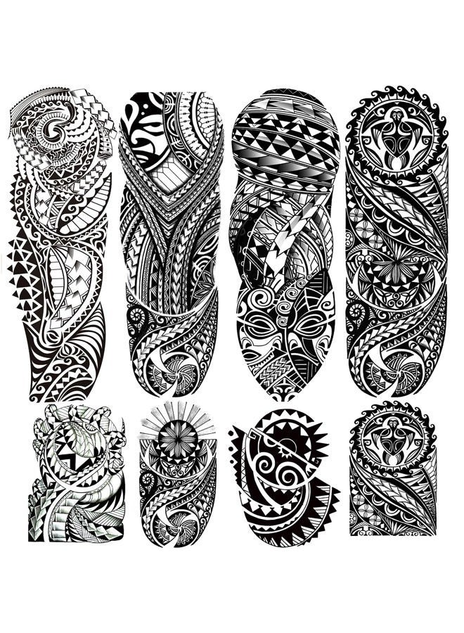 Tribal Totem Temporary Tattoo Stickers 4-Sheet Large Full Arm Tribal Totem Sleeve Tattoos and 4-Sheet Fake Half Arm Maori Tattoos