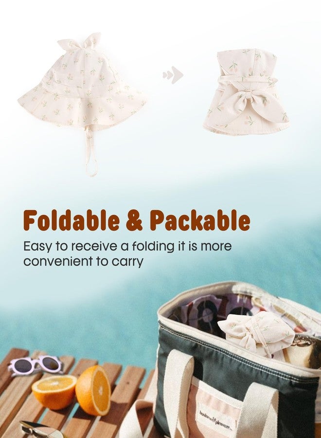 FURTALK Baby Girl Sun Hat UPF 80+ Wide Brim Toddler Beach Hats Sun Protection Tulip Beige+Tulip Pink - Image 5