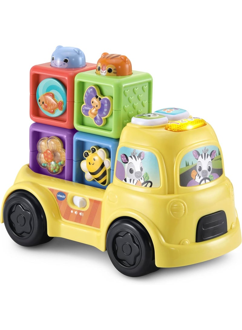 VTech Baby شاحنة فتيك بيبي بوب-أ-بلوك، لعبة تعليمية تفاعلية، لعبة حسية، تطور المهارات الحركية، تعلم الأرقام والأشكال والملمس، مناسبة للأعمار من 6، 9، 12 شهرًا فما فوق، النسخة الإنجليزية - Image 1