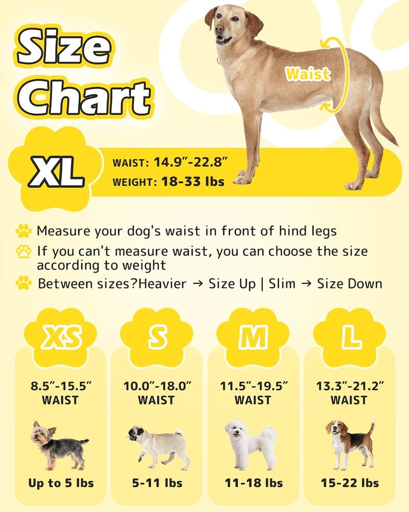 دونو حفاضات للكلاب من نوع Dog للإناث، بخصر مرن بزاوية 360 درجة، قابلة للاستخدام مرة واحدة، مناسبة للتدريب ولحالات التبول، مقاومة للتسرب تمامًا، تمتص السوائل بشكل فائق، مناسبة للكلاب الصغيرة، مقاس S، 14 قطعة. - Image 2