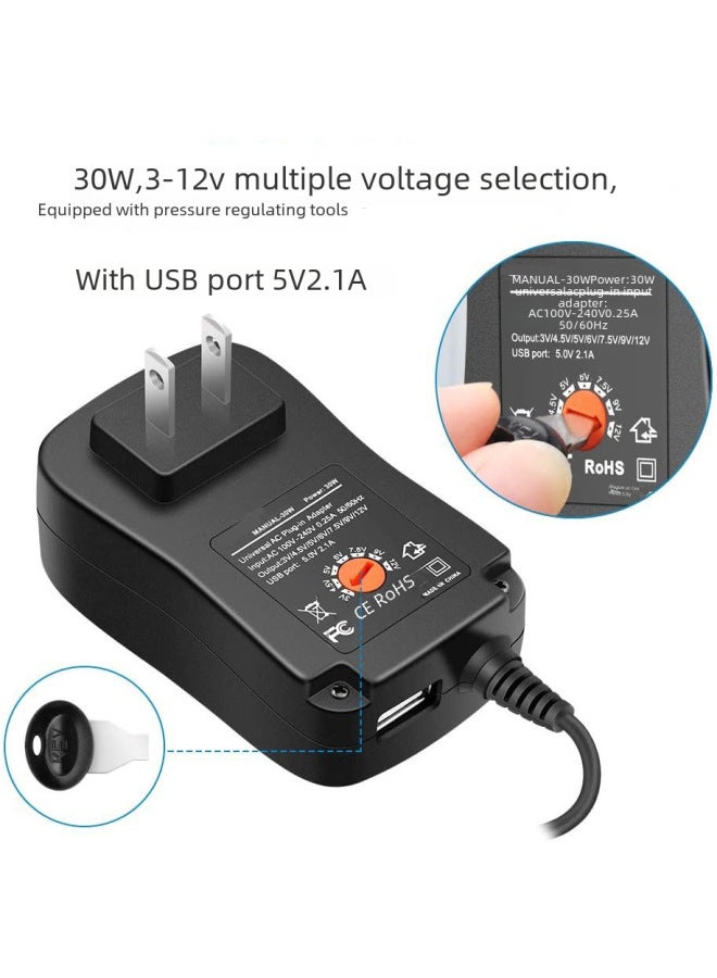 3-12v Adjustable Power 30w European Standard Switching Power Supply Monitoring Multi-function Adapter 8-head-Color:European Regulations - Image 2