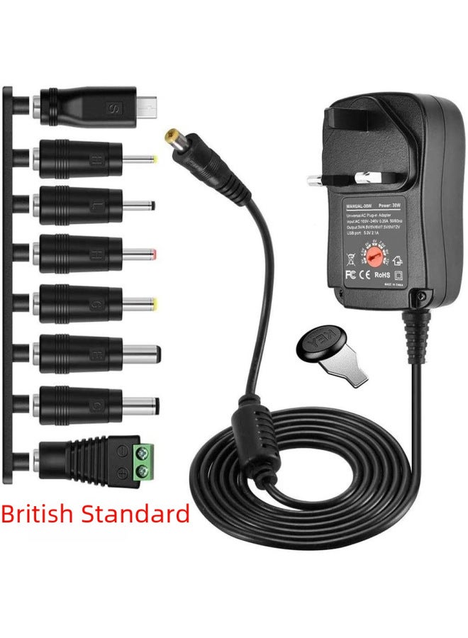 3-12v Adjustable Power 30w European Standard Switching Power Supply Monitoring Multi-function Adapter 8-head-Color:European Regulations - Image 5