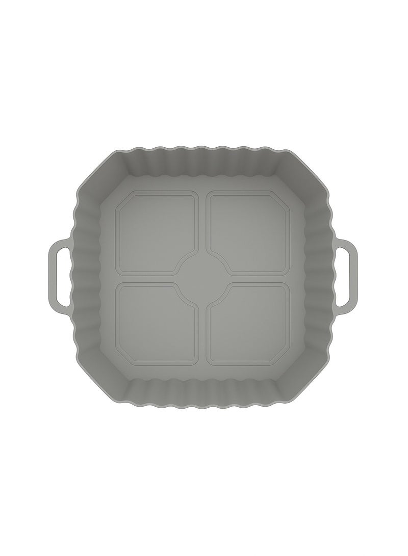 Beram Reusable Air Fryer Liner Square Grey Non-Stick Food Grade Silicone Baking Mat Heat-Resistant Easy Clean Food Grade For Air Fryers Ovens Microwaves Frying Roasting and Baking