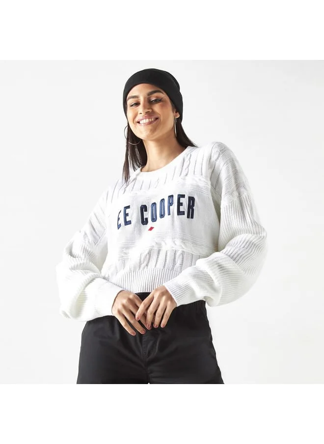 Lee Cooper Lee Cooper Embroidered Cable Knit Sweater