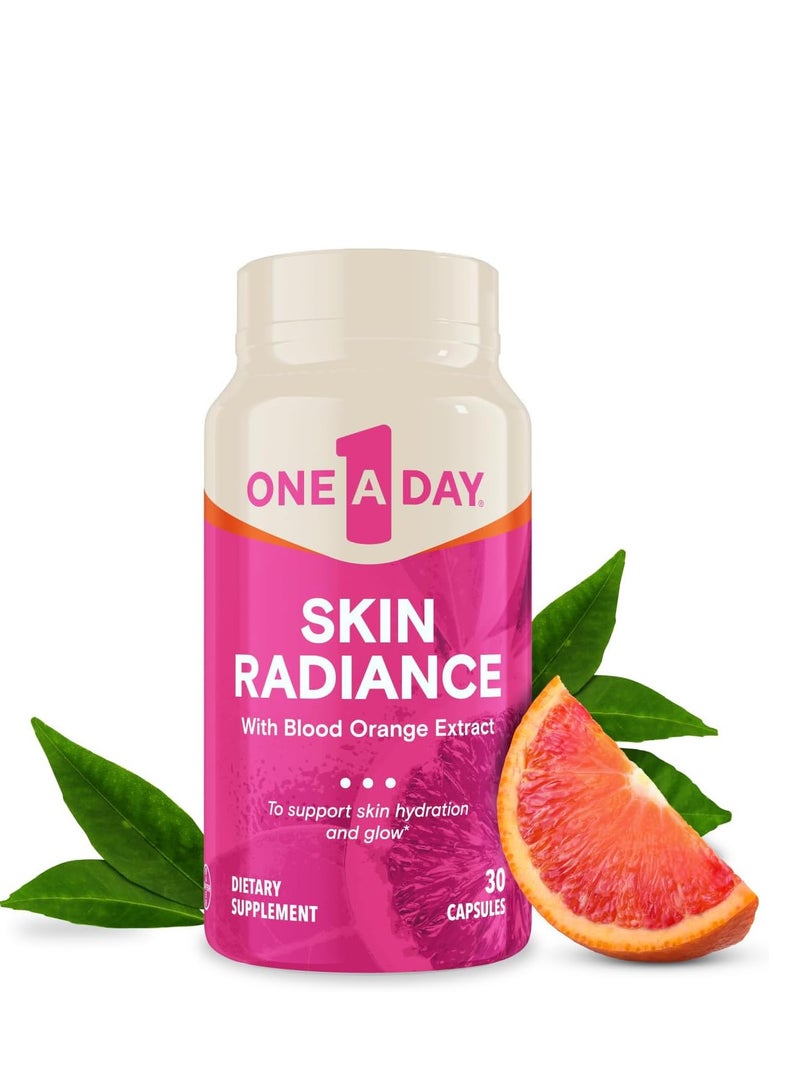 ONE A DAY إشراقة البشرة، مكمل غذائي لدعم الترطيب والإشراقة مع مستخلص البرتقال الأحمر وصحة الكولاجين مع فيتامين C وفيتامين E، 30 كبسولة - Image 1