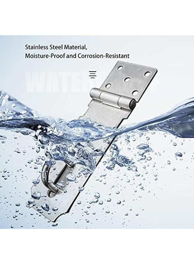 Door Locks Hasp Latch,Stainless Steel Surety Packlock Clasp Hasp Lock Latch, Extra Thick Gate Lock Hasp with Screws Brushed Finish 2 Pack(4INCH) - Image 3