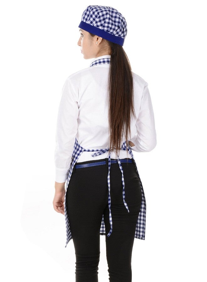 Switchon Kitchen Cotton Chef Apron with Cap - Pack of 2 | Blue Check Design | Free Size for Men & Women | For Home, Hotels, Restaurants, Cafés, Cooking, Art & Multi-purpose Use - Image 4
