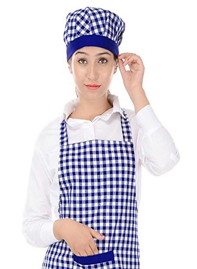 Switchon Kitchen Cotton Chef Apron with Cap - Pack of 2 | Blue Check Design | Free Size for Men & Women | For Home, Hotels, Restaurants, Cafés, Cooking, Art & Multi-purpose Use - Image 3