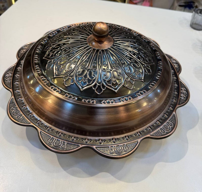 صينية كبسة نحاس بالغطاء - 40 سم - Image 3
