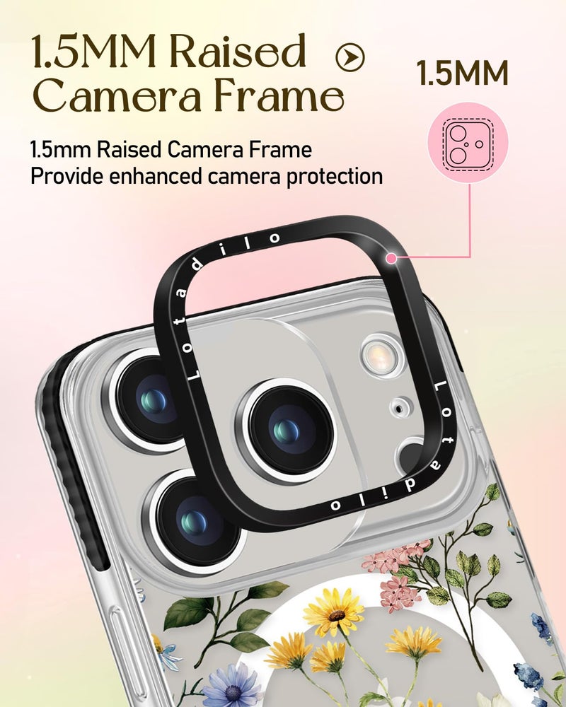 Lotadilo Case for iPhone 17 Pro Case Compatible with Magsafe Ring Holder Stand - for Women Retro Flower Design TPU Phone Cover for Girls Girly Funny Fashion - Image 3