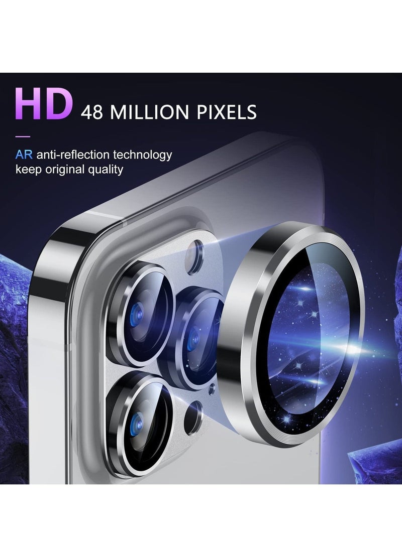 Raxoom Camera Lens Protector for iPhone 14 Pro/iPhone 14 Pro Max, Alloy Metal Camera Cover with Tempered Glass Screen Protector Accessories,Scratch Resistant,Easy to Install (Silver) - Image 4