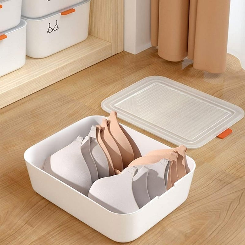 VIPREKHO VIPREKHO Plastic Underwear Storage Box No Compartment Organizer Storage Box with Lid Can be Stacked Bra Storage Box for Bra Ties Panties Underwear Socks Storage Pack of 1  - Image 1