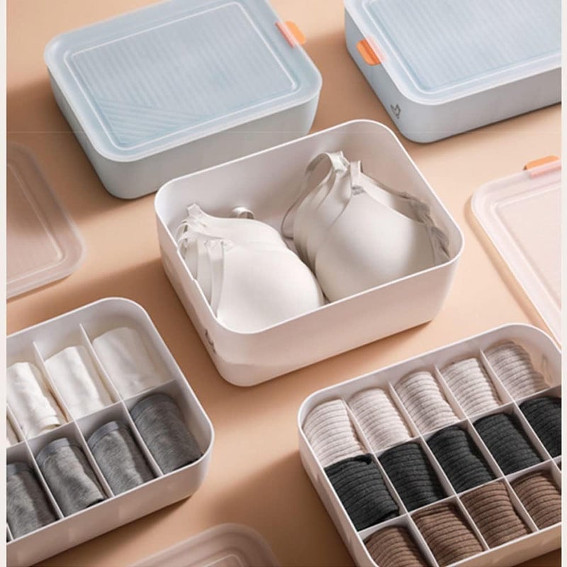 VIPREKHO VIPREKHO Plastic Underwear Storage Box No Compartment Organizer Storage Box with Lid Can be Stacked Bra Storage Box for Bra Ties Panties Underwear Socks Storage Pack of 1  - Image 2