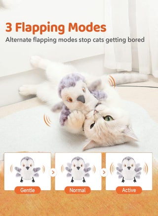 Cat Toys Flapping Bird (No Flying), Lifelike Sandpiper Chirp Tweet, Rechargeable Touch Activated Kitten Toy Interactive Cat Exercise Toys for All Breeds Cat Kicker Catnip Toys - view 3