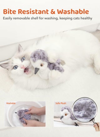 Cat Toys Flapping Bird (No Flying), Lifelike Sandpiper Chirp Tweet, Rechargeable Touch Activated Kitten Toy Interactive Cat Exercise Toys for All Breeds Cat Kicker Catnip Toys - view 4