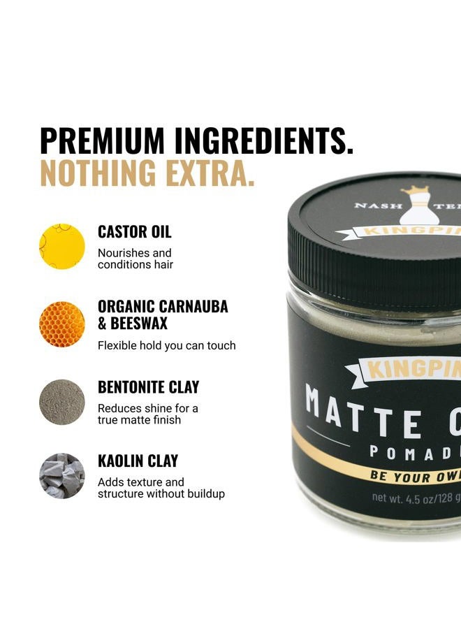 Kingpin Matte Clay Hair Wax for Men - Flexible Hold & Natural Finish - Non-Flaking, Hydrating Styling Clay for All Hair Types - 2.5oz travel size - Image 3