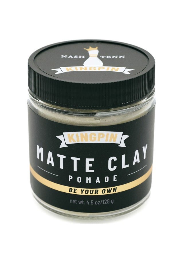 Kingpin Matte Clay Hair Wax for Men - Flexible Hold & Natural Finish - Non-Flaking, Hydrating Styling Clay for All Hair Types - 2.5oz travel size - Image 1
