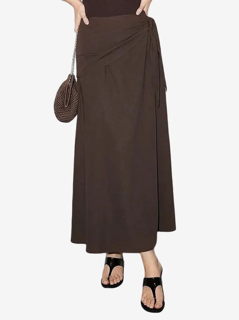 بيانكو لوتشي LUCCI High Waist A-Line Wrap Skirt with Tie Detail