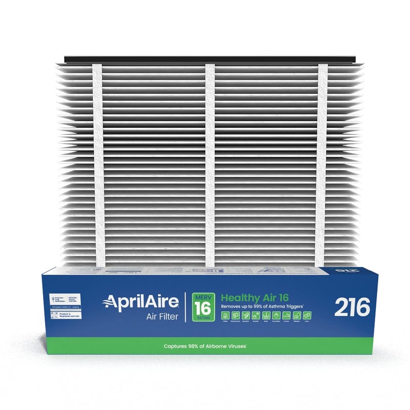 Aprilaire AprilAire 216 Replacement Filter for AprilAire Whole House Air Purifiers  MERV 16 Allergy Asthma  Virus 20x25x4 Air Filter Pack of 1  - Image 1