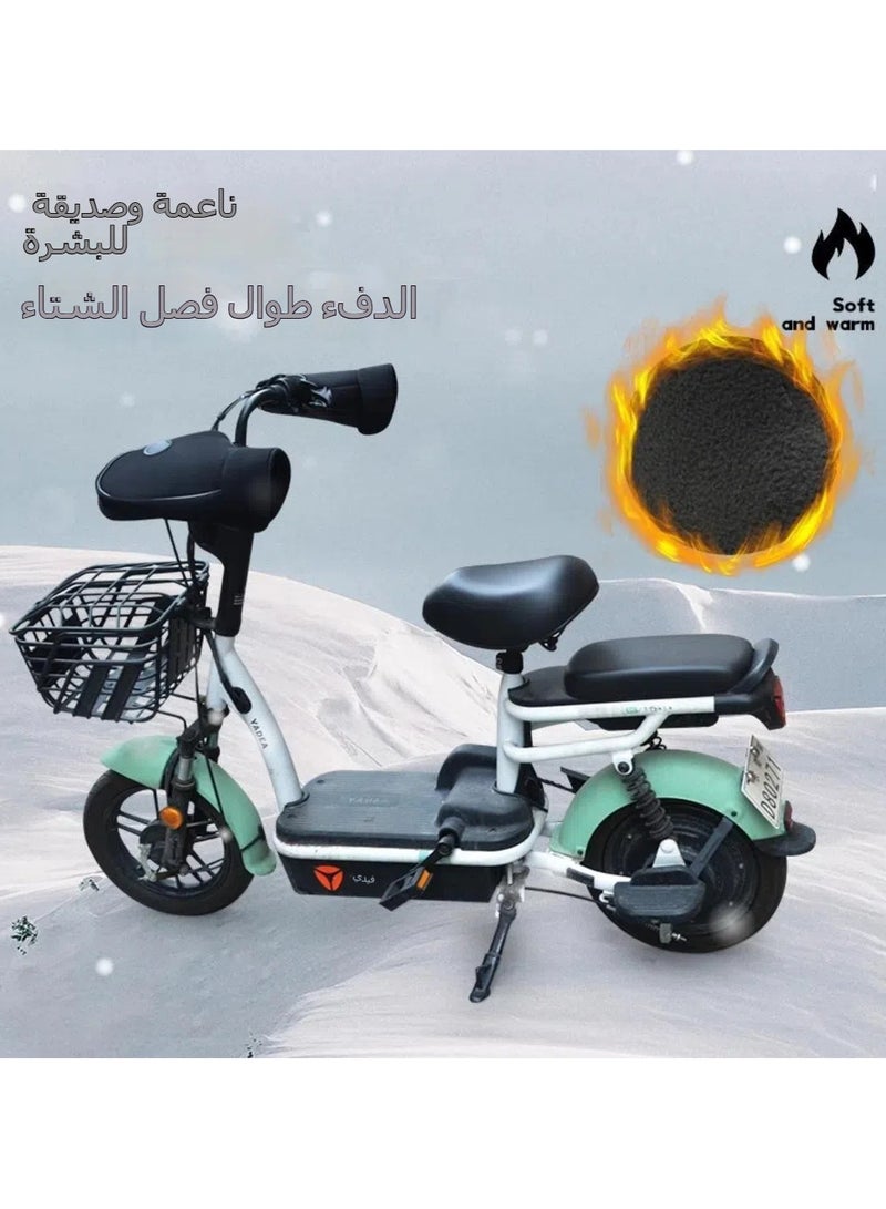 غطاء مقود الدراجة النارية، قفازات مخملية دافئة، حماية يدوية للقيادة في الشتاء ضد البرد والرياح، مضاد للرياح للسيارات الكهربائية - Image 3