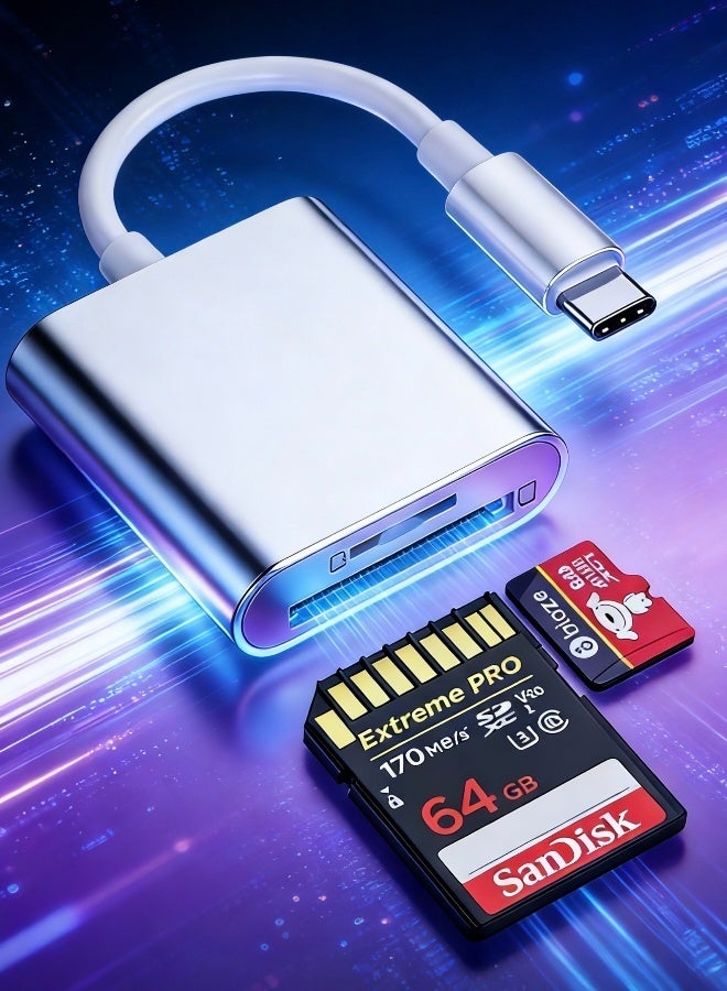 Type-C SD Card Reader Dual Slot Memory Card Adapter with SD & Micro SD Slots High-Speed USB-C Card Reader for Smartphones Laptops Tablets Cameras Plug and Play Portable Data Transfer - Image 5