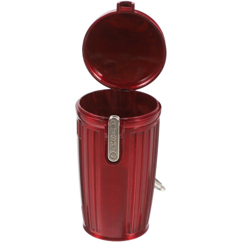 Red Portable Mini Ashtray with Lid Keychain Pocket Sealed Smoke Container - Image 1