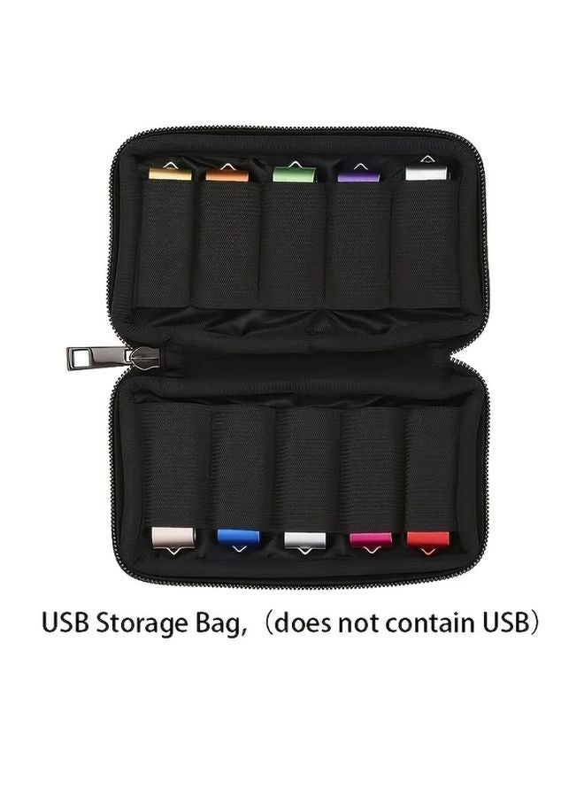 M Code Nylon USB Storage Bag With Zipper Holds 10 Drives Black Travel Organizer - Image 3