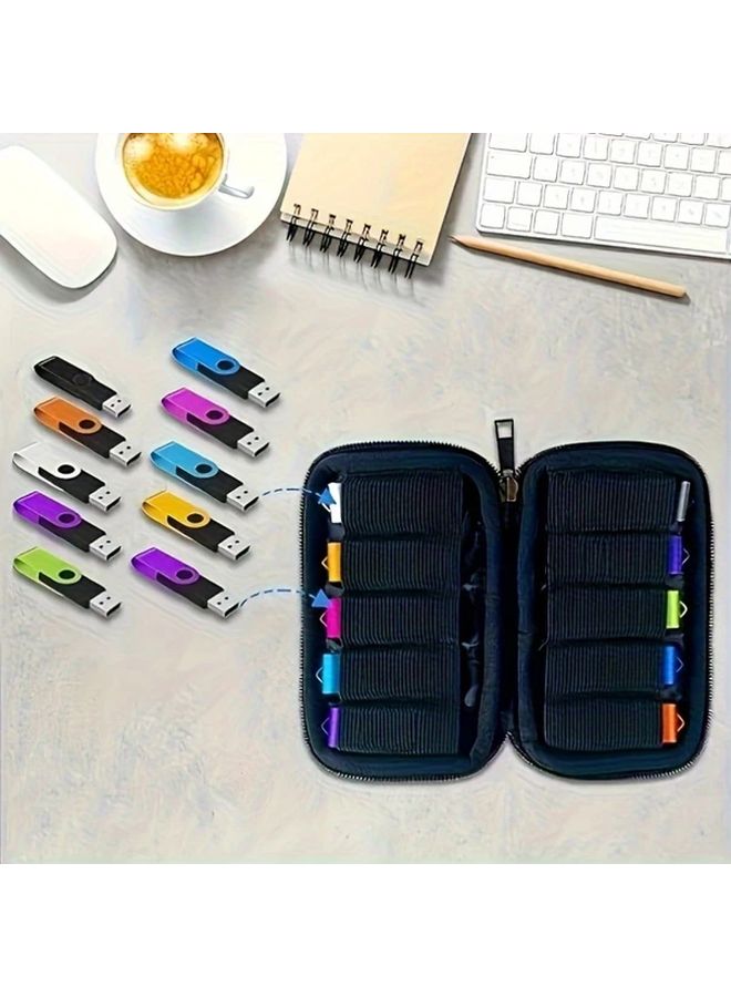 M Code Nylon USB Storage Bag With Zipper Holds 10 Drives Black Travel Organizer - Image 2