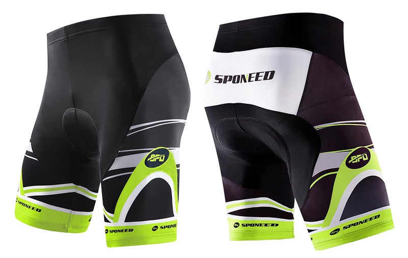 sponeed Mens Rowing Shorts for Bike Riding Pants Padded Cycling wear Bottoms US XL Green Multi