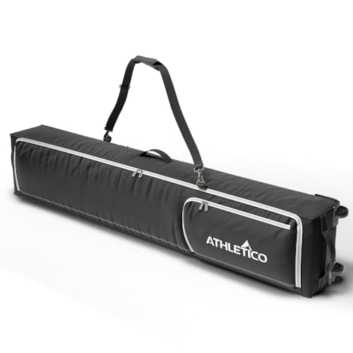 Athletico Rolling Double Ski Bag - Padded Ski Bag with Wheels for Air Trave (Black, 190cm) - Image 3