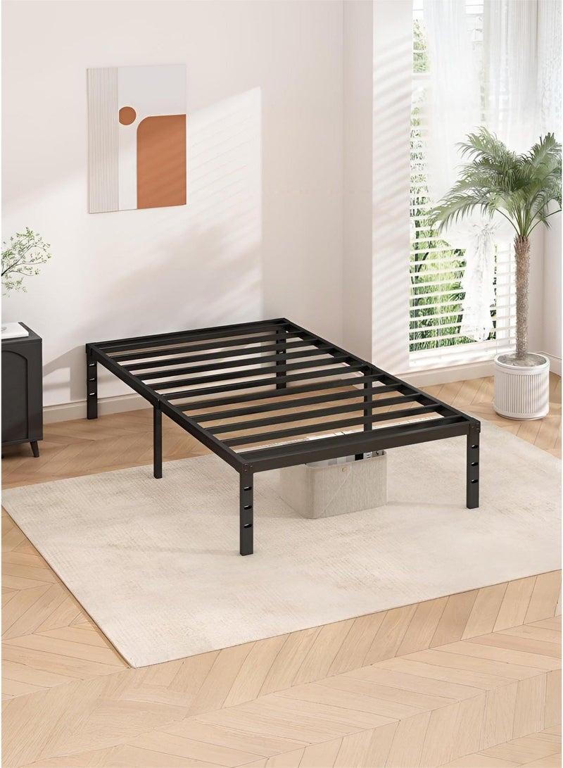 وين هولدر هيكل سرير معدني - ارتفاع ١٩٠*٩٥ سم مع مساحة تخزين، لا حاجة إلى مرتبة زنبركية، مع دعامة شرائح فولاذية متينة، قاعدة مرتبة متينة ومتينة، سهلة التركيب، لون أسود لغرفة النوم - Image 5