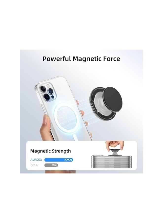 S-TOP Magnetic Phone Grips, Collapsible Grip Holder Stand with Adjustable Kickstand, Compatible with 16 15 14 13 12, Multi-Angle Viewing and Ergonomic Silicone Design - Image 2