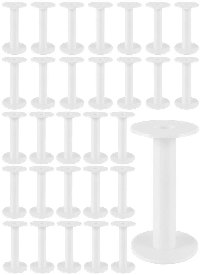 HAKZEON 30 Pack 3.7 Inch White Plastic Empty Spools, Durable Round Empty Plastic Wire Spool for Induction Coils Thread String Bobbin Rope Chain Storage - Image 1
