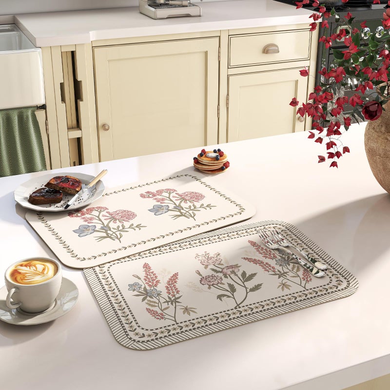 ISAENNE French Cottage Floral Rectangle PVC Placemats Set of 6, Waterproof and Heat-Resistant Place Mats.Decoration for Kitchen, Dinning, Parties, Holiday,12"*17" - Image 5