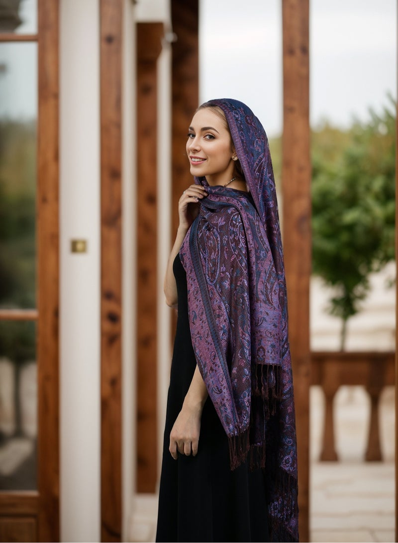 Women Fashion Scarf Shawl with Tassel Cashew Printed Scarf Muslim Headwrap  - Image 2