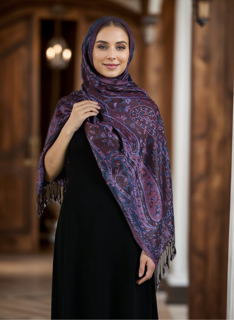 Women Fashion Scarf Shawl with Tassel Cashew Printed Scarf Muslim Headwrap  - Image 1