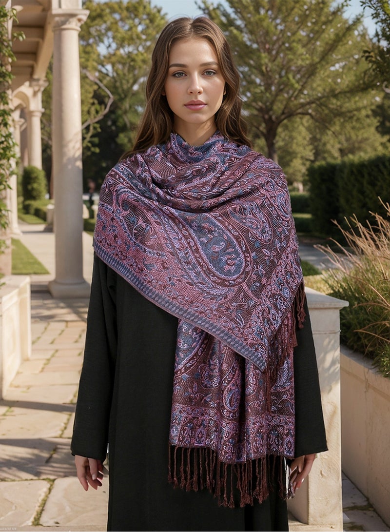 Women Fashion Scarf Shawl with Tassel Cashew Printed Scarf Muslim Headwrap  - Image 3