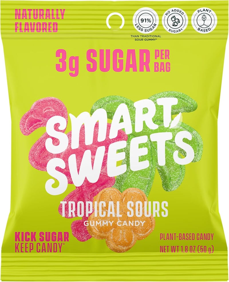 SmartSweets Tropical Sours Gummy Candy - 1.8oz (Pack of 14) - Low Sugar, Plant-Based, Gluten-Free Snack - Image 1