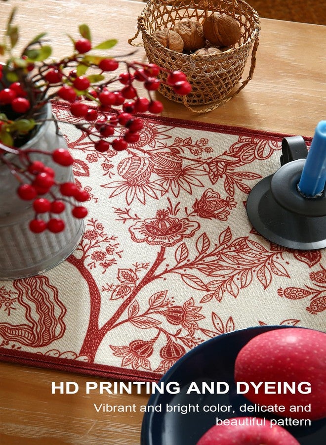 ISAENNE Designer Elegant Linen Table Runner 87 Inches, Red Flower Pattern Long Table Runners for Thanksgiving,Dining Room,Banquet,Holiday,Christmas,New Year,12"*87" - Image 4
