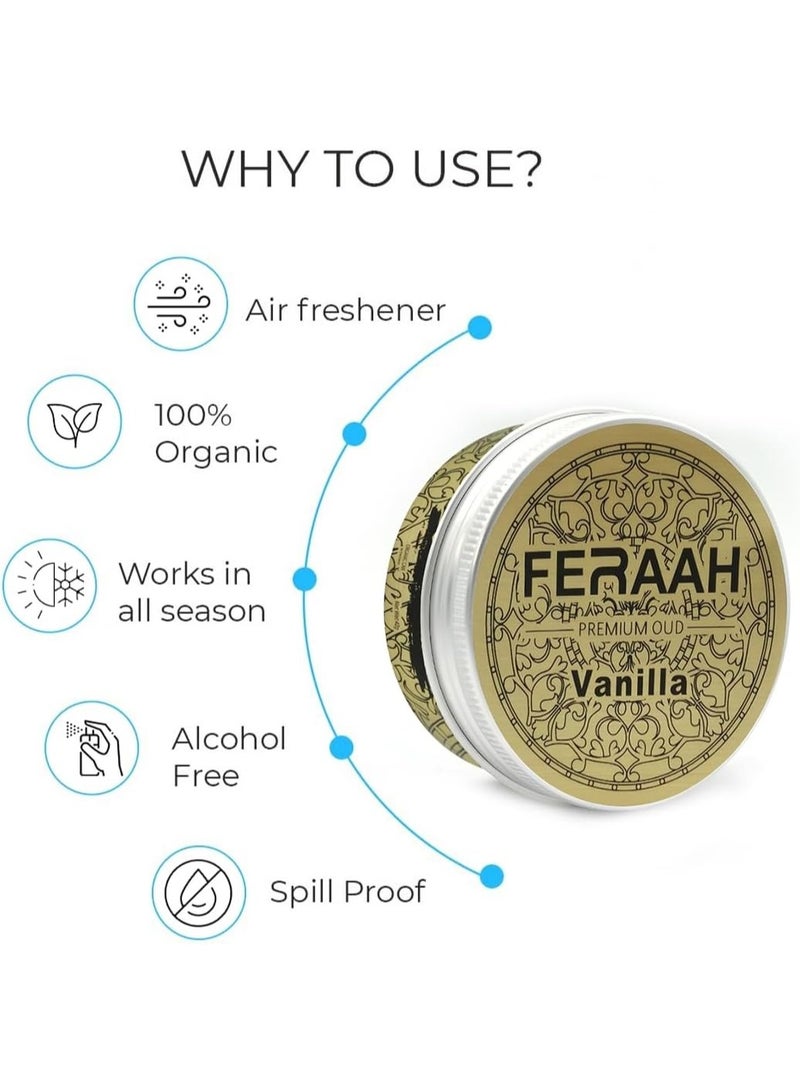 FERA Oud Series Organic Air Freshener Vanilla Scent - 60 Days Long, Alcohol-Free & Spill-Proof, Premium Car & Home Freshener with a Strong Scent - Image 3