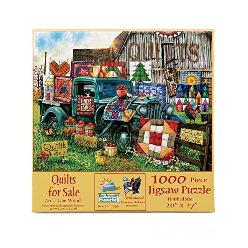 SUNSOUT INC Quilts for Sale 1000 pc Jigsaw Puzzle by Artist Tom Wood Finished Size 20 x 27 MPN 28567 - Image 1